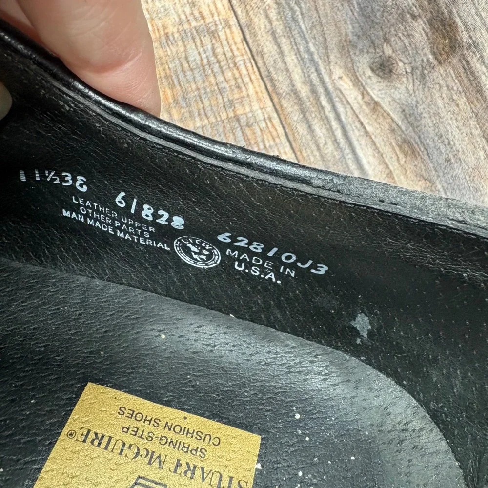Stuart McGuire Black Leather Wingtip Longwing Blucher Shoes 11.5 EEE USA 61828